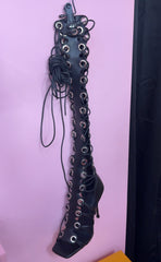 *Pre-Order* Laced In Danger Gladiator Heels- Black