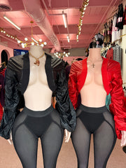 Big Pressure Ruched Bomber Bolero Jacket – Black / Red