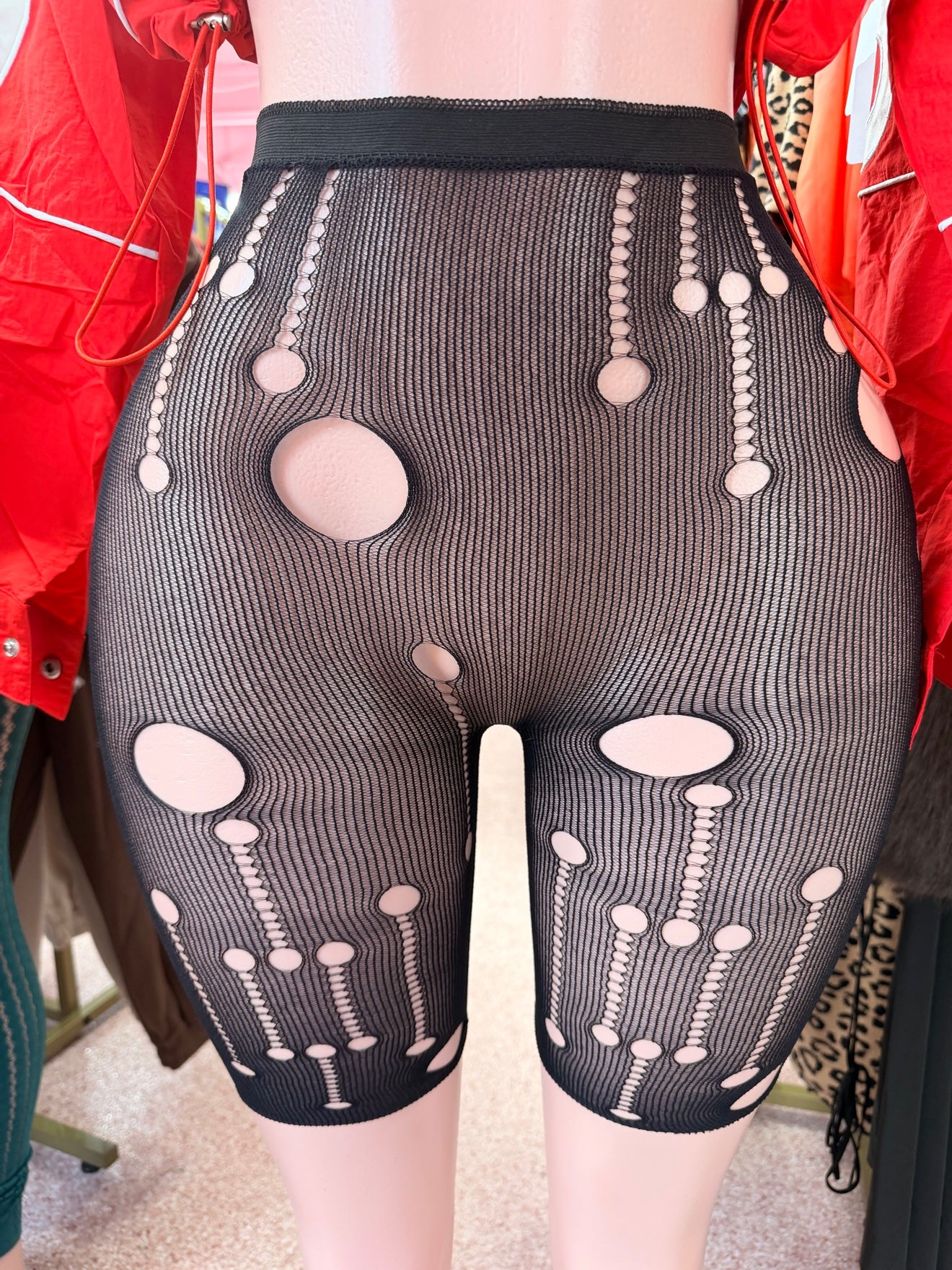 Holey Temptation Fishnet Biker Shorts – Black