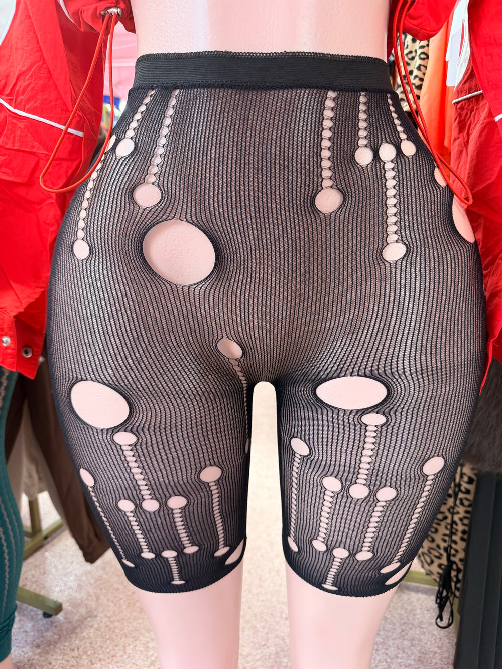 Holey Temptation Fishnet Biker Shorts – Black