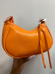 Rivet Half Moon Hobo Bag- Orange