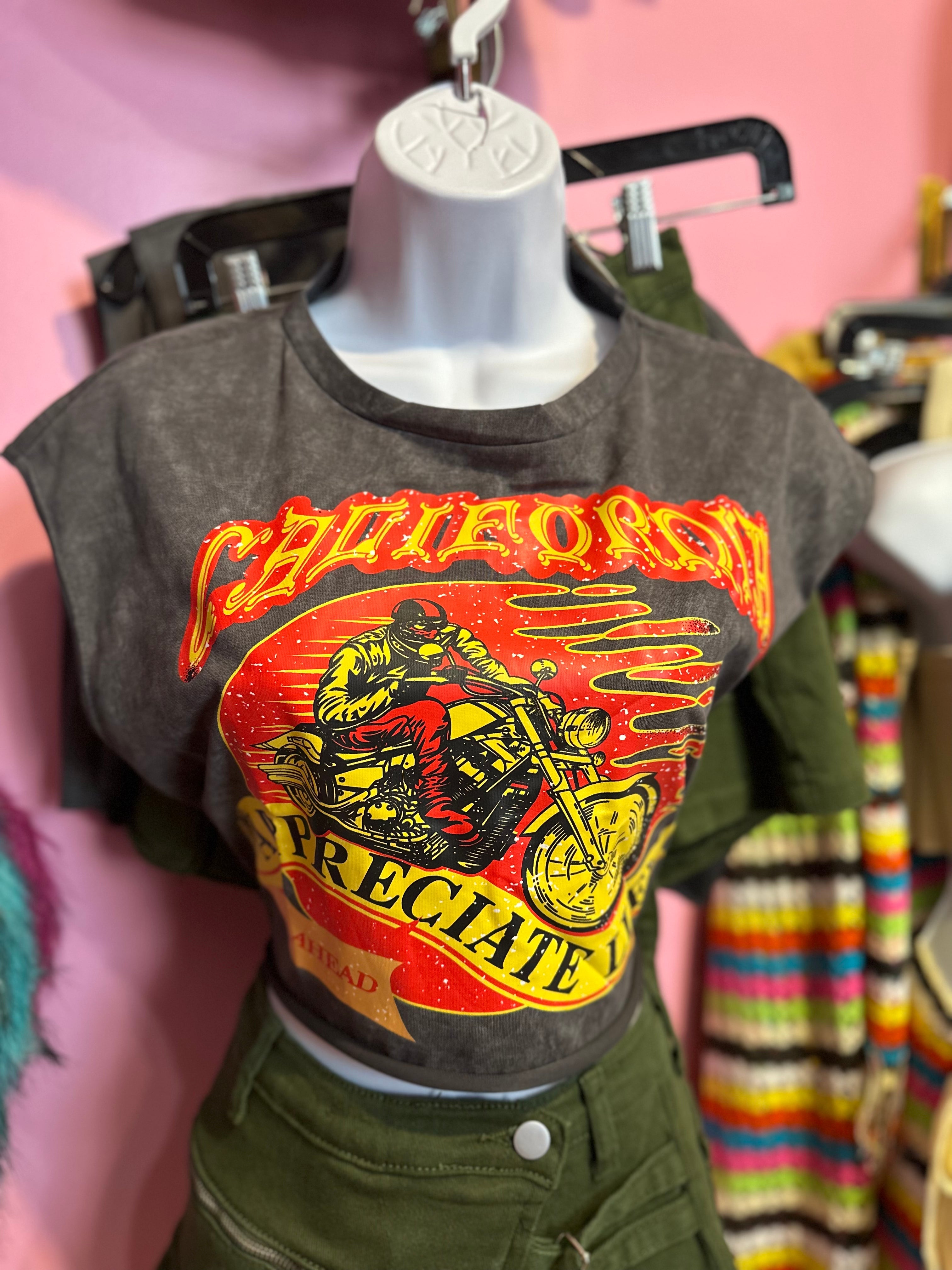 Appreciate Life Graphic Crop Top- Gray