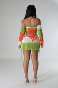 Janiya Knitted Skirt Set- Orange Multi