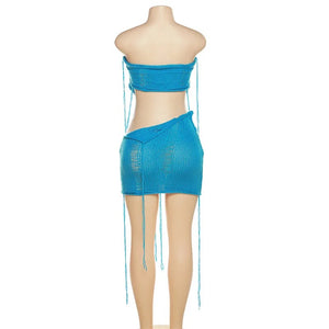 Play It Safe Knitted Skirt Set- Blue