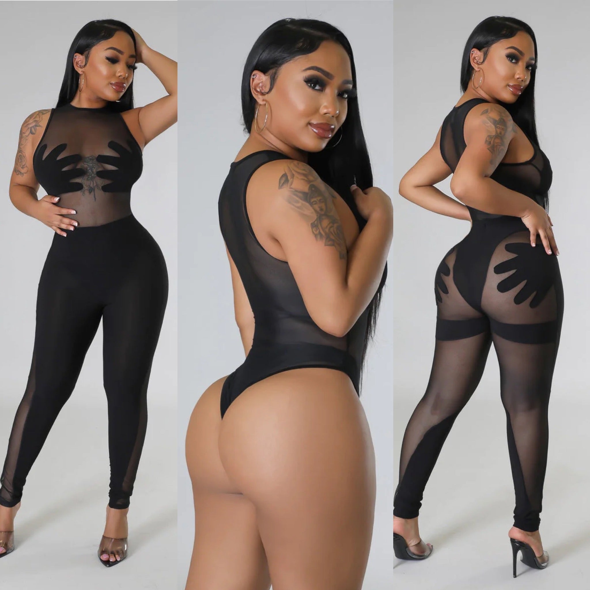 A Handful Bodysuit Legging Set- Black