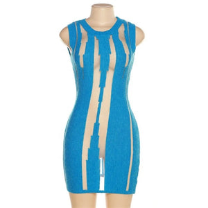 Splice Mini Dress- Blue