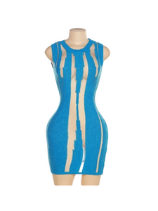 Splice Mini Dress- Blue