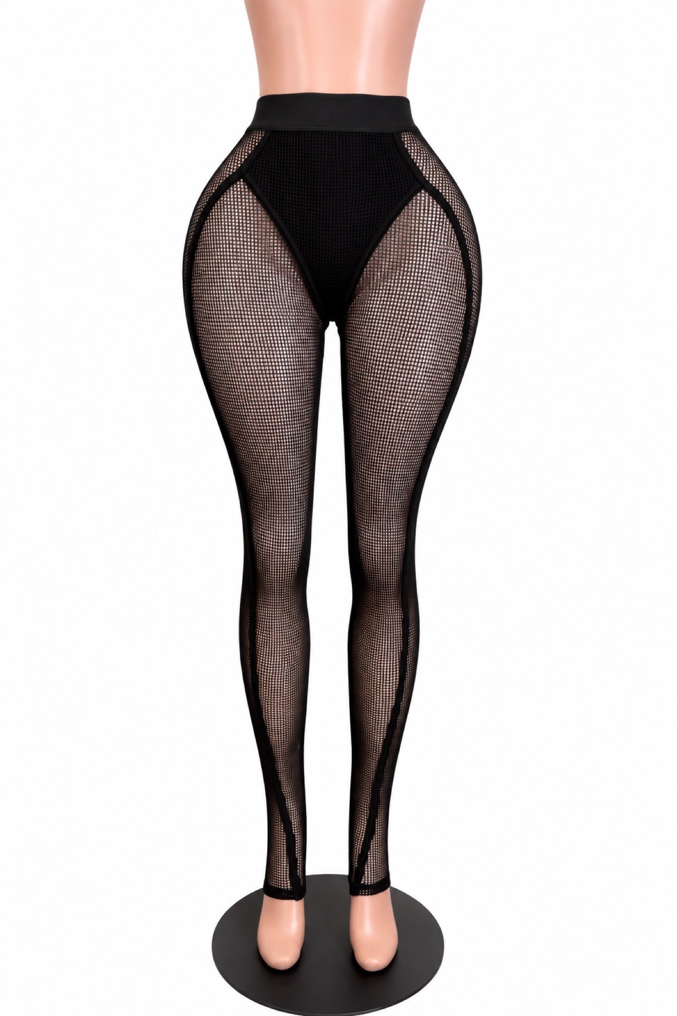 Popcorn Mesh Leggings – Black