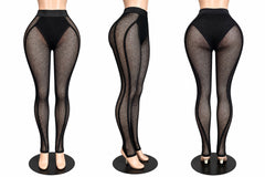 Popcorn Mesh Leggings – Black
