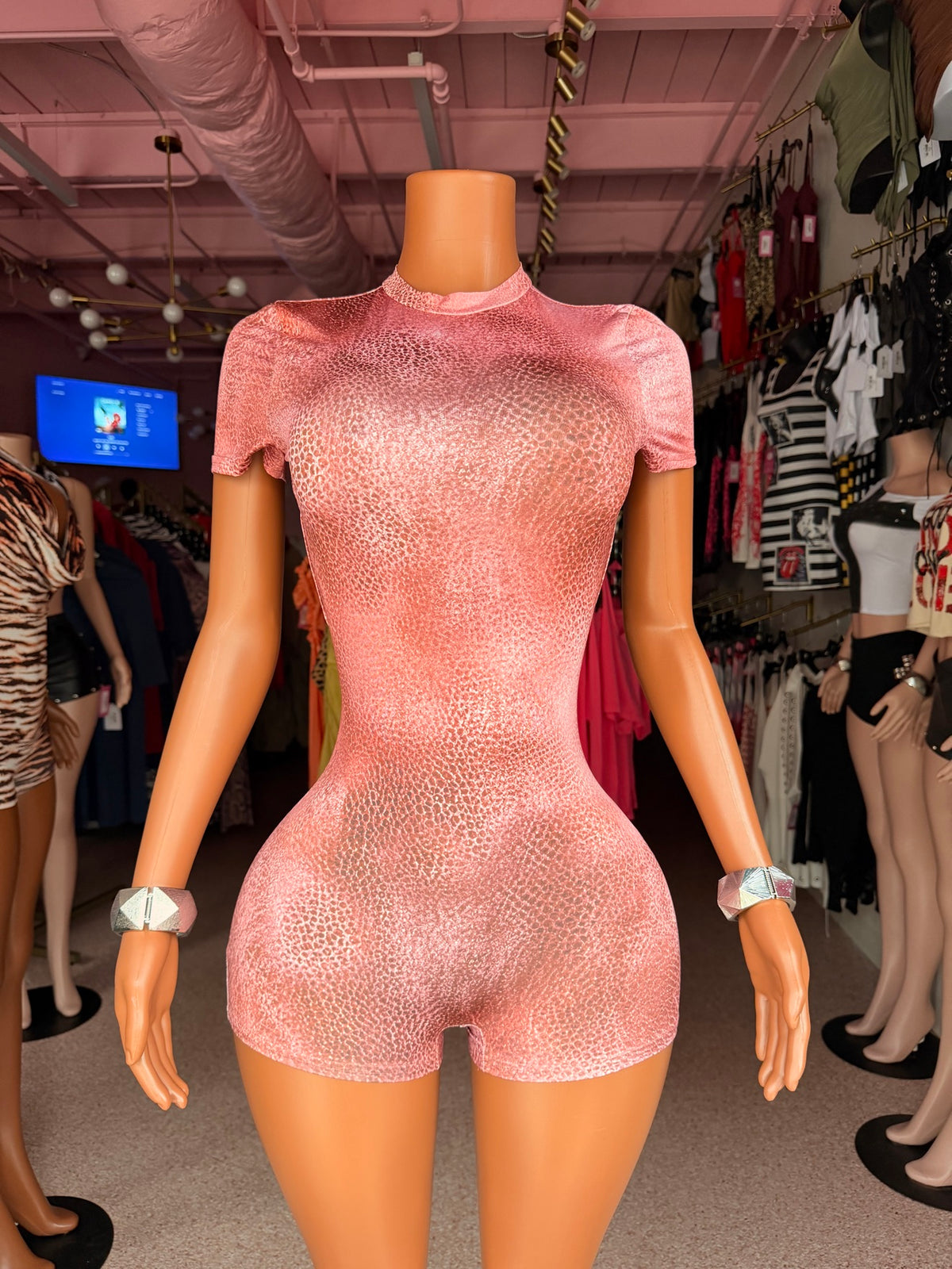Pretty Little Venom Romper – Pink Snakeskin