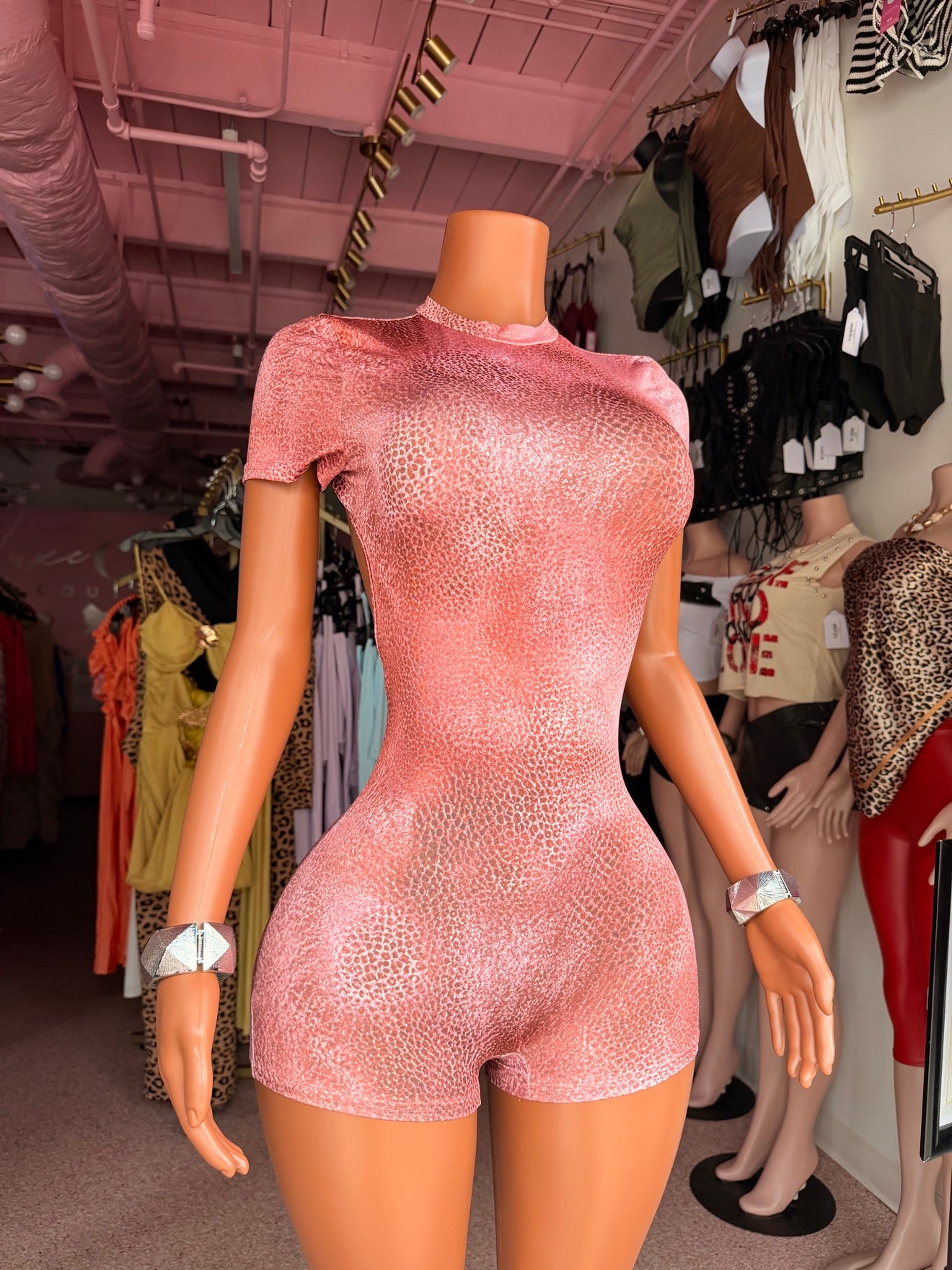 Pretty Little Venom Romper – Pink Snakeskin