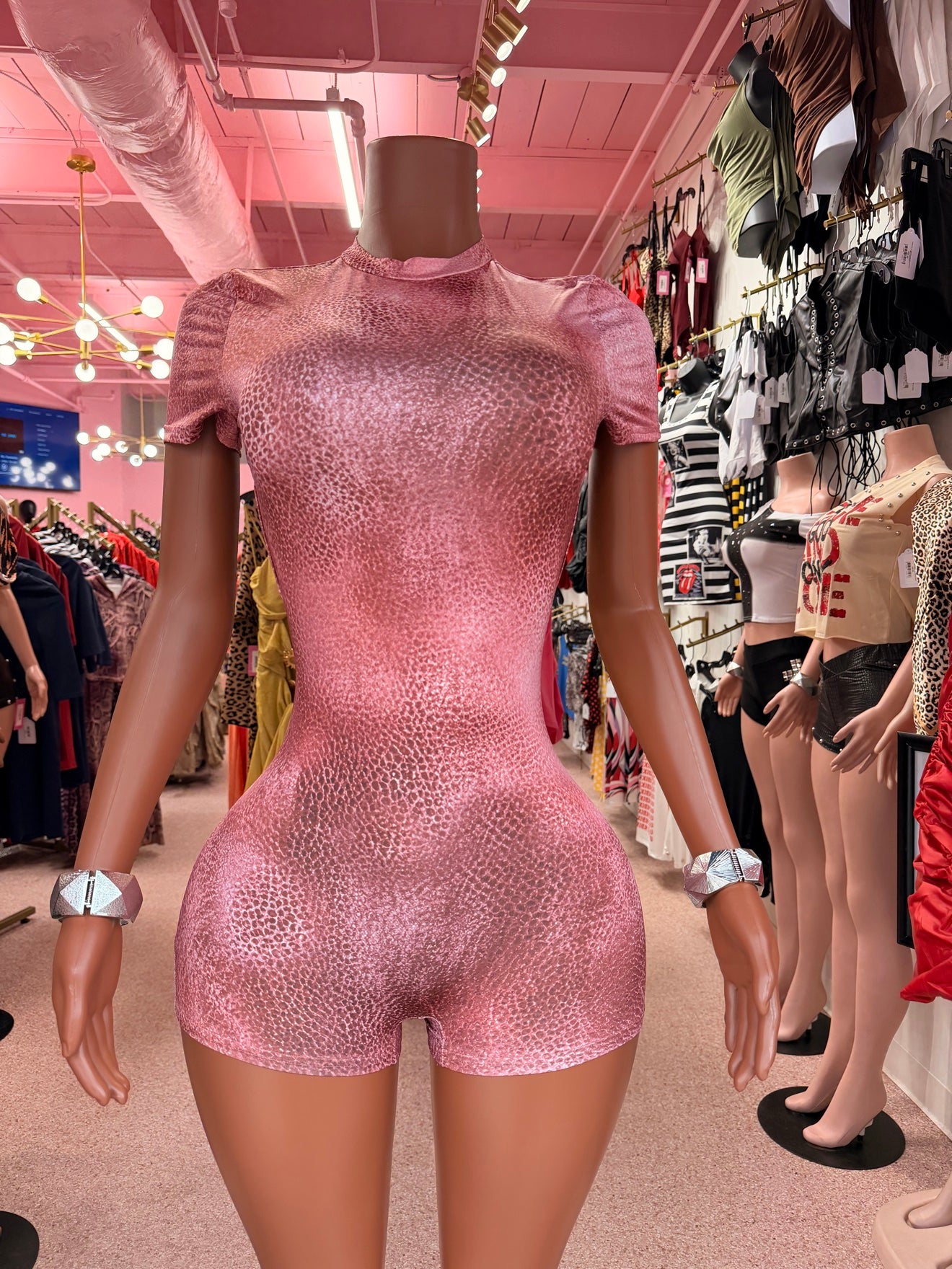 Pretty Little Venom Romper – Pink Snakeskin