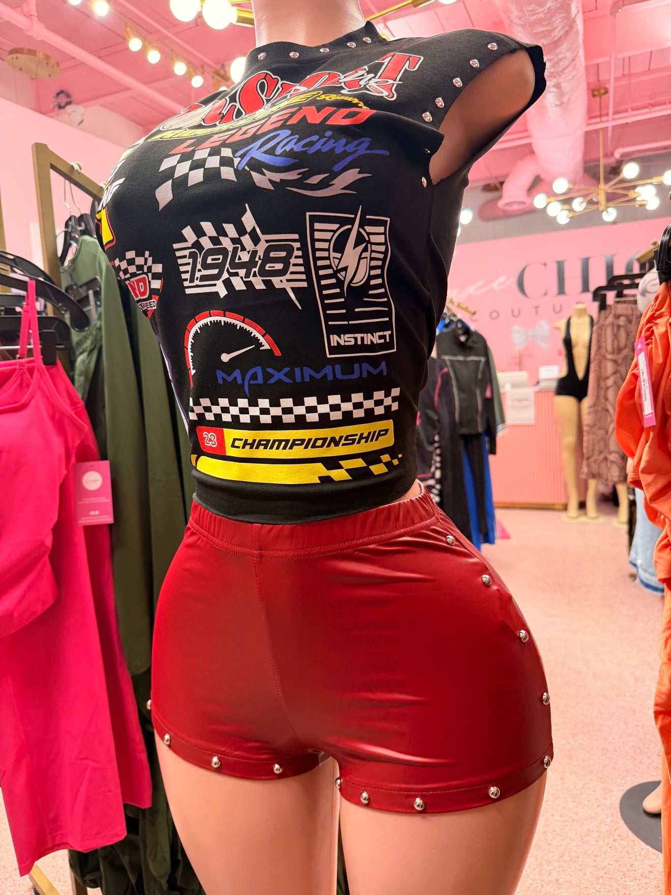 Stud Me Down Shorts – Red