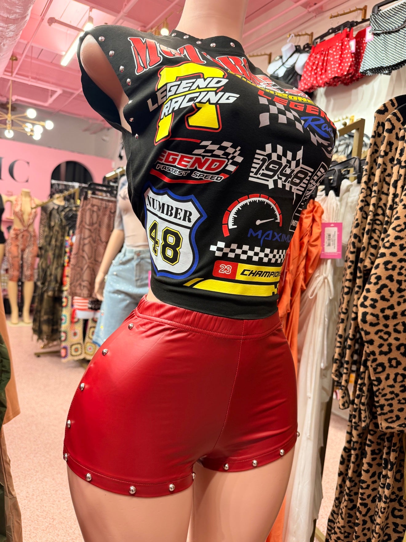 Stud Me Down Shorts – Red