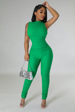 Bubbly Effect Jumpsuit- Kelly Green