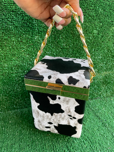 Cow Girl Mini Box Bag- Black/White