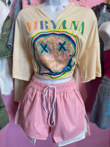 Nirvana Graphic Top- Apricot