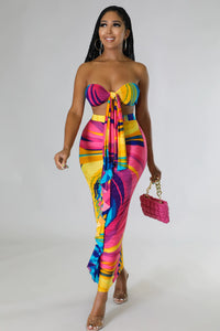 Trips to Jamaica Skirt Set- Pink Multi