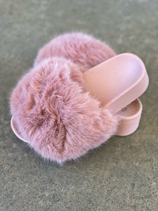 Sallie Furry Slides- Blush