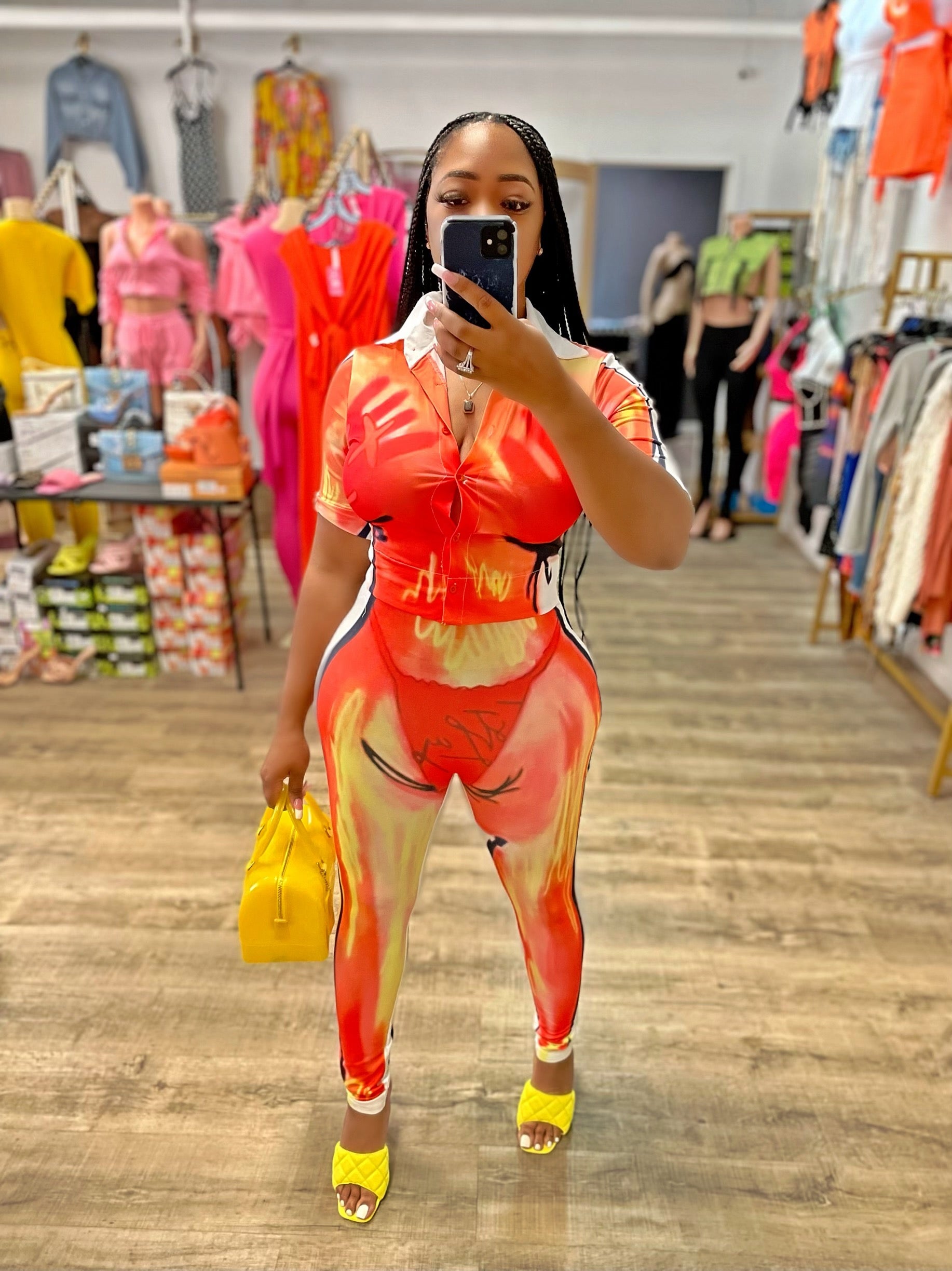 Supercharged Legging Set- Orange Multi