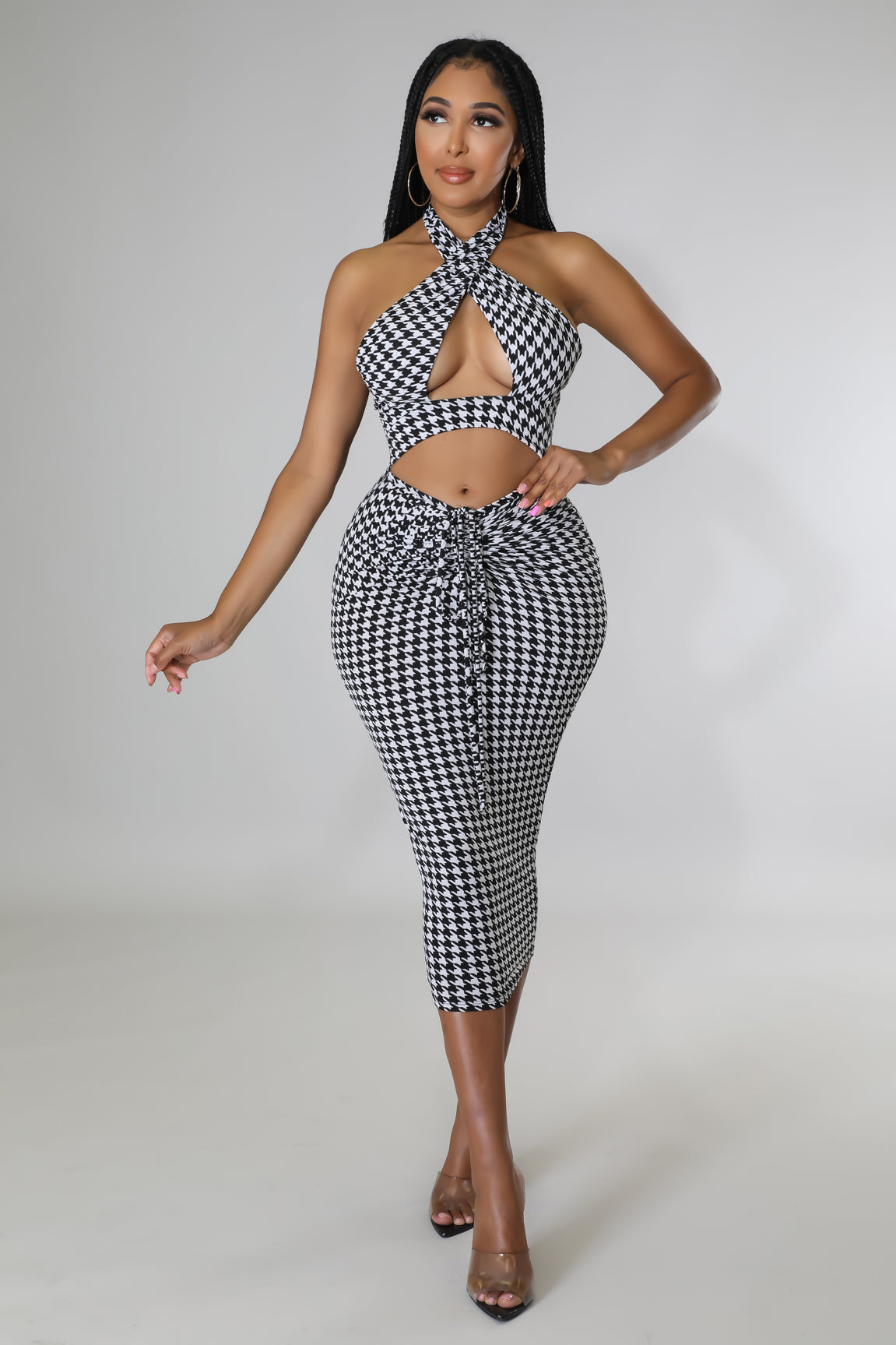 Lavish Nights Dress- Black/White