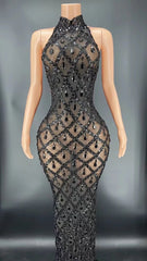 Crystal Vintage Maxi Dress- Black