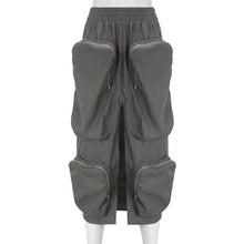 Cargo High Split Skirt- Gray