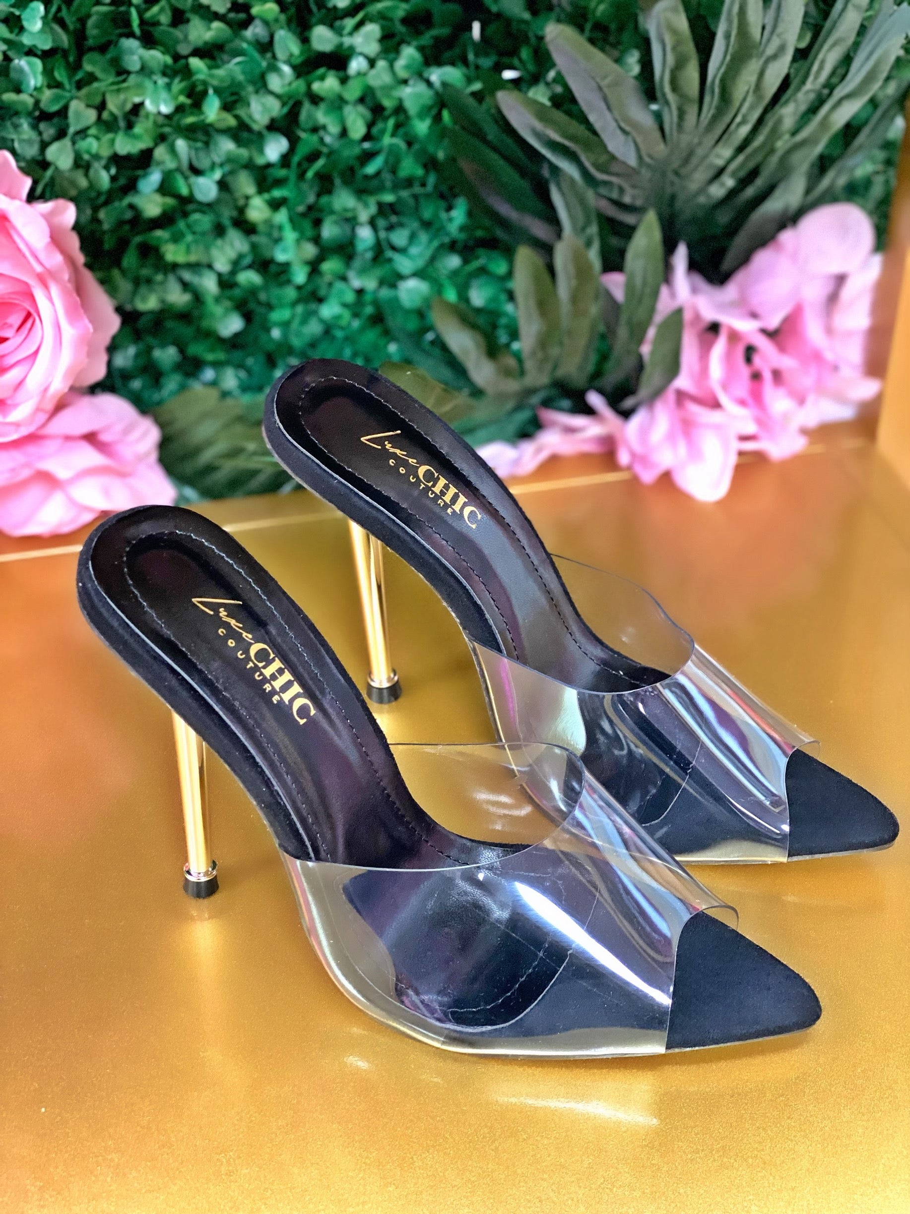 Luxechic Clear Mule Heel- Black