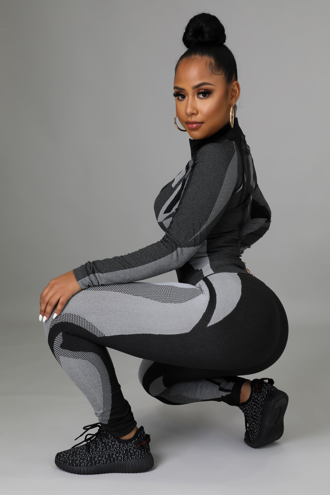 Running Around The City Legging Set- Black/Gray