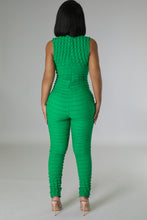 Bubbly Effect Jumpsuit- Kelly Green