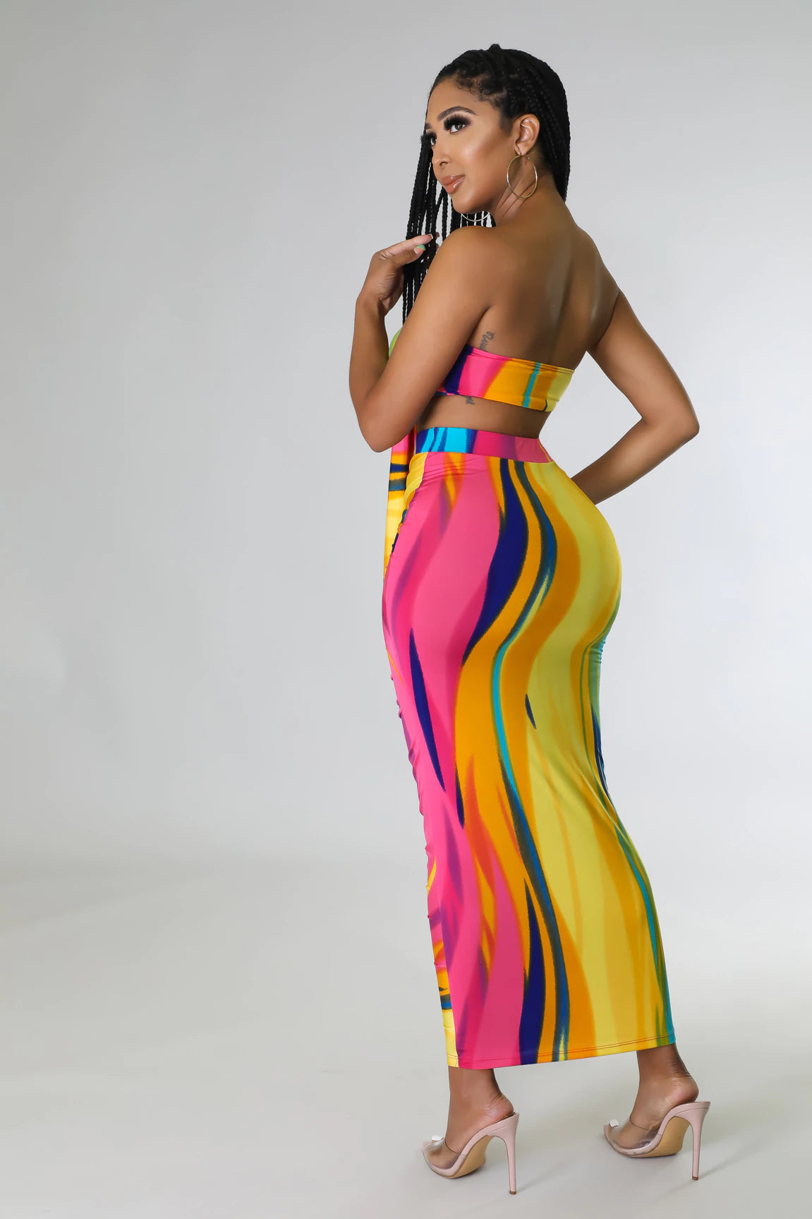 Trips to Jamaica Skirt Set- Pink Multi