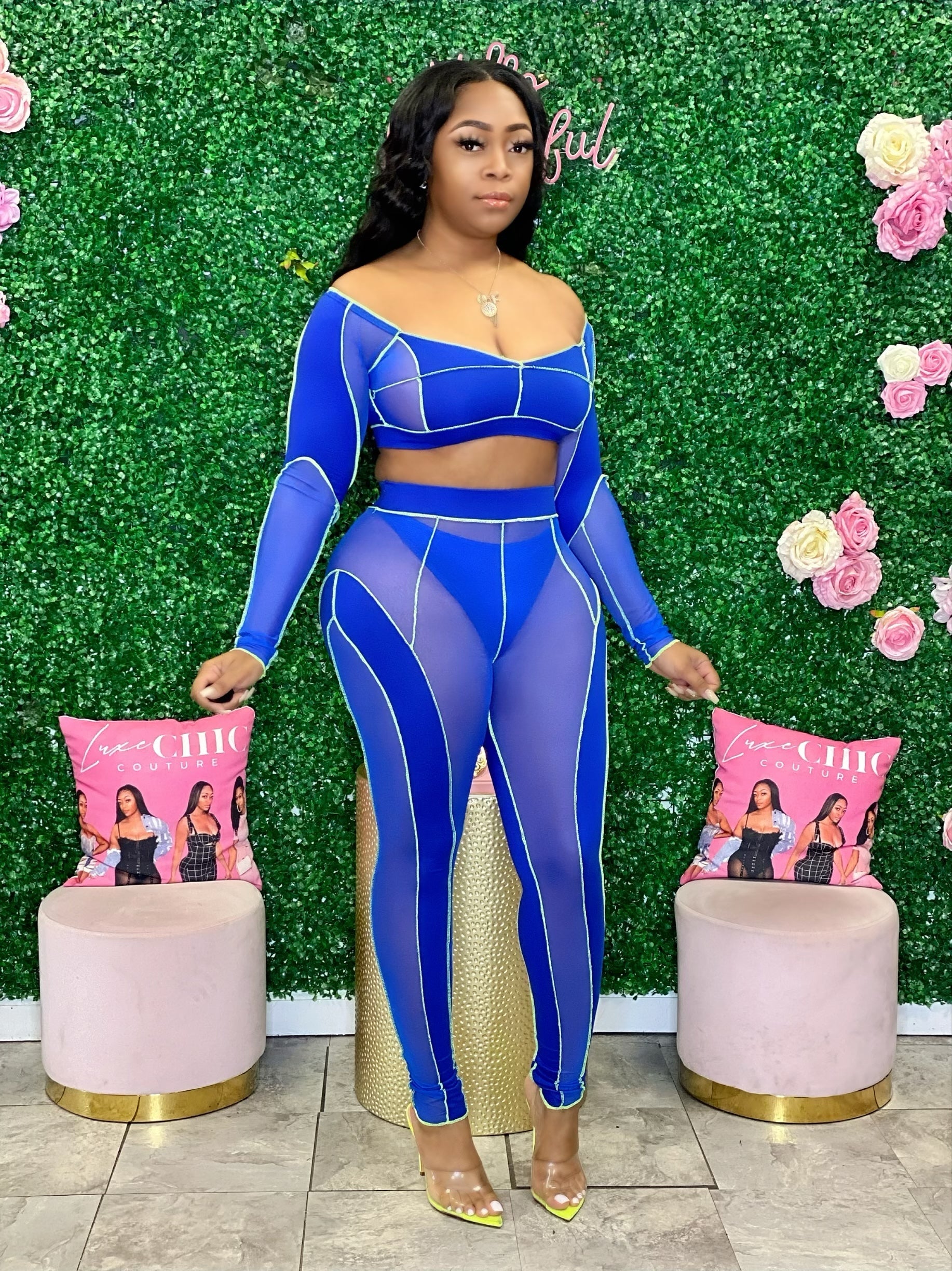 Be My Bae Pant Set- Royal Blue