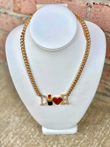 Lipstick & Heart Necklace- Gold
