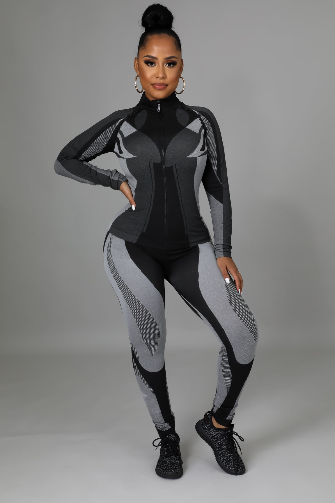 Running Around The City Legging Set- Black/Gray