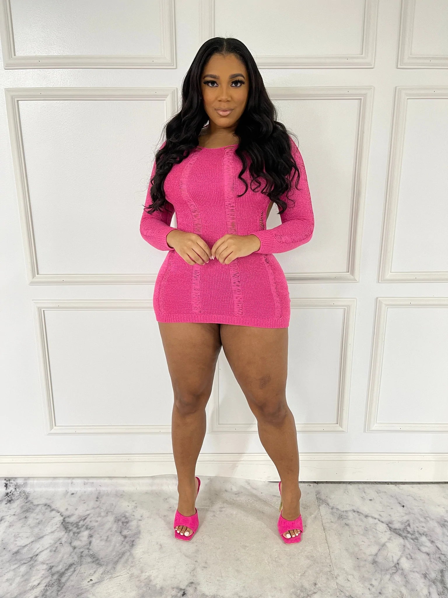 Pretty Knitted Dress- Pink