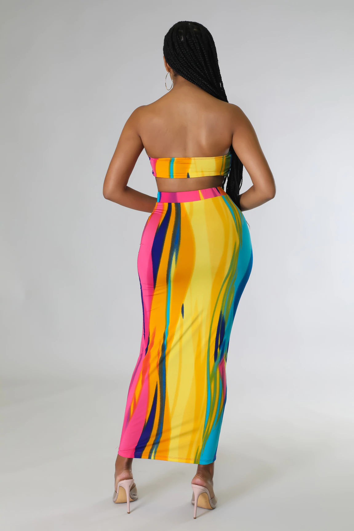 Trips to Jamaica Skirt Set- Pink Multi