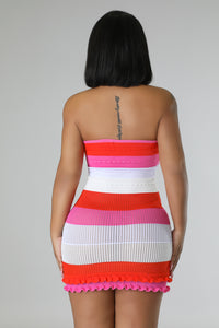 Sunset On The Island Dress- Red/Pink Multi