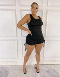 Kylie Ruched Shorts Set- Black