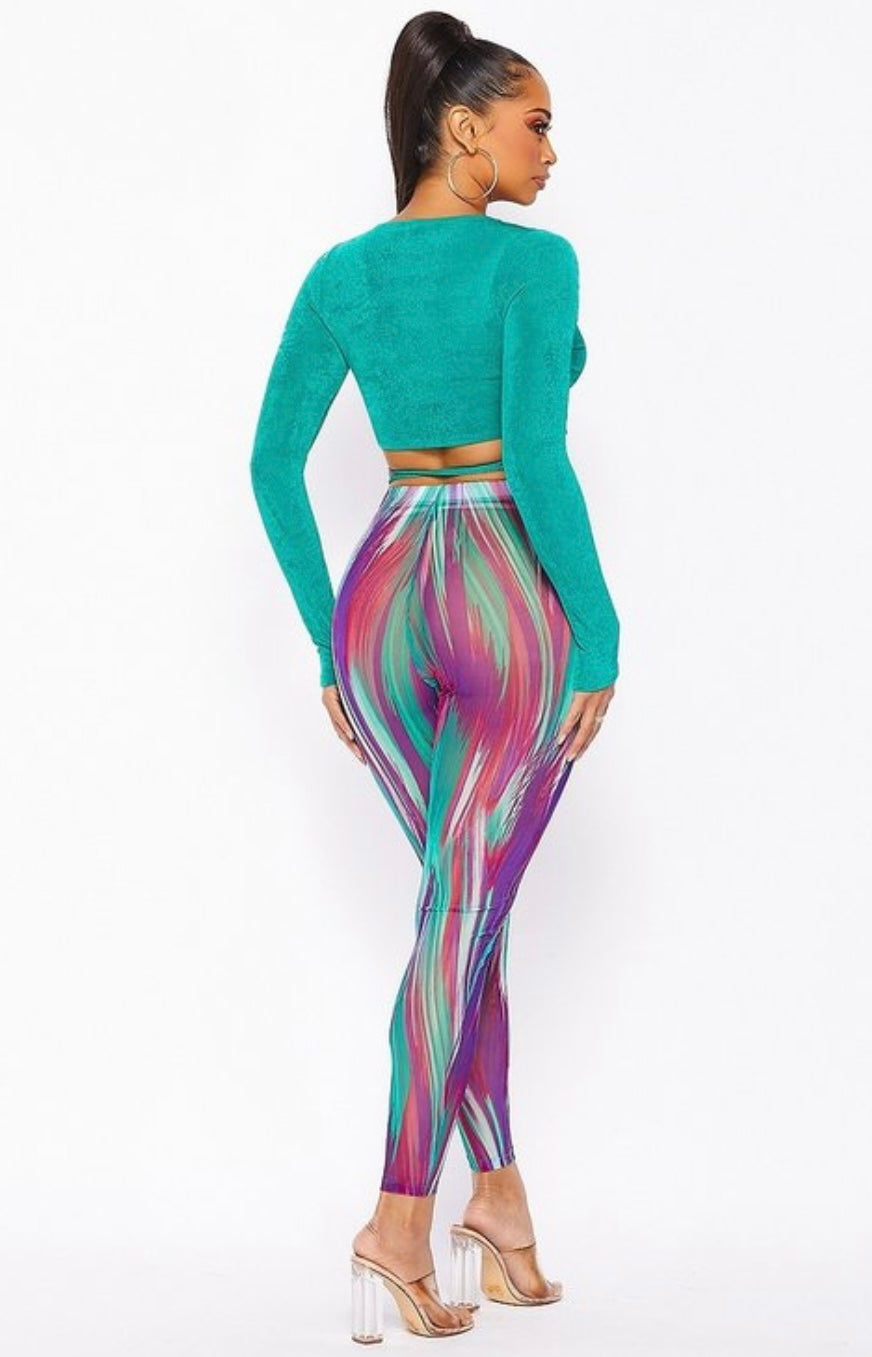 Too Many Chances Legging Set- Green