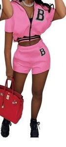 Varsity Girl Shorts Set- Pink
