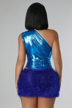 *Pre-Order* Glitter Gloss Fuzzy Skirt Set- Blue
