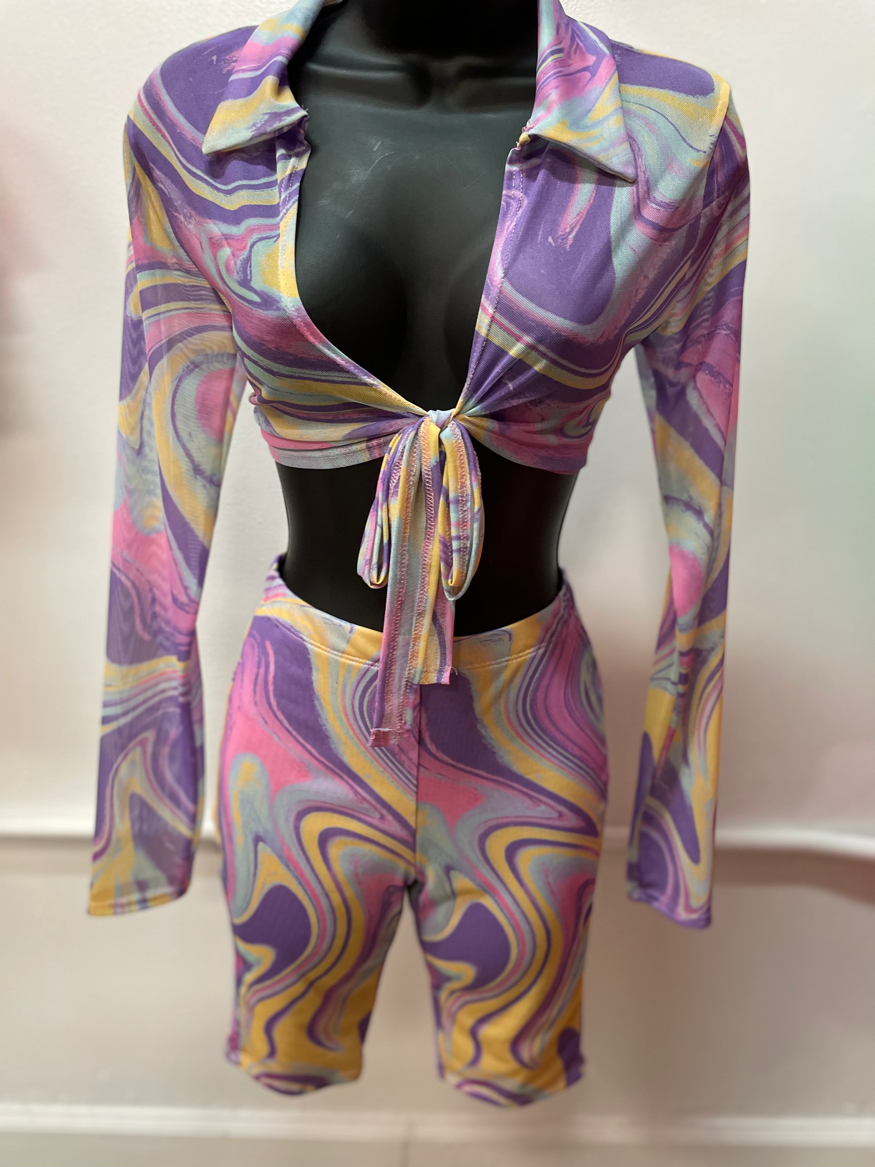Cotton Candy Biker Shorts Set- Lavender