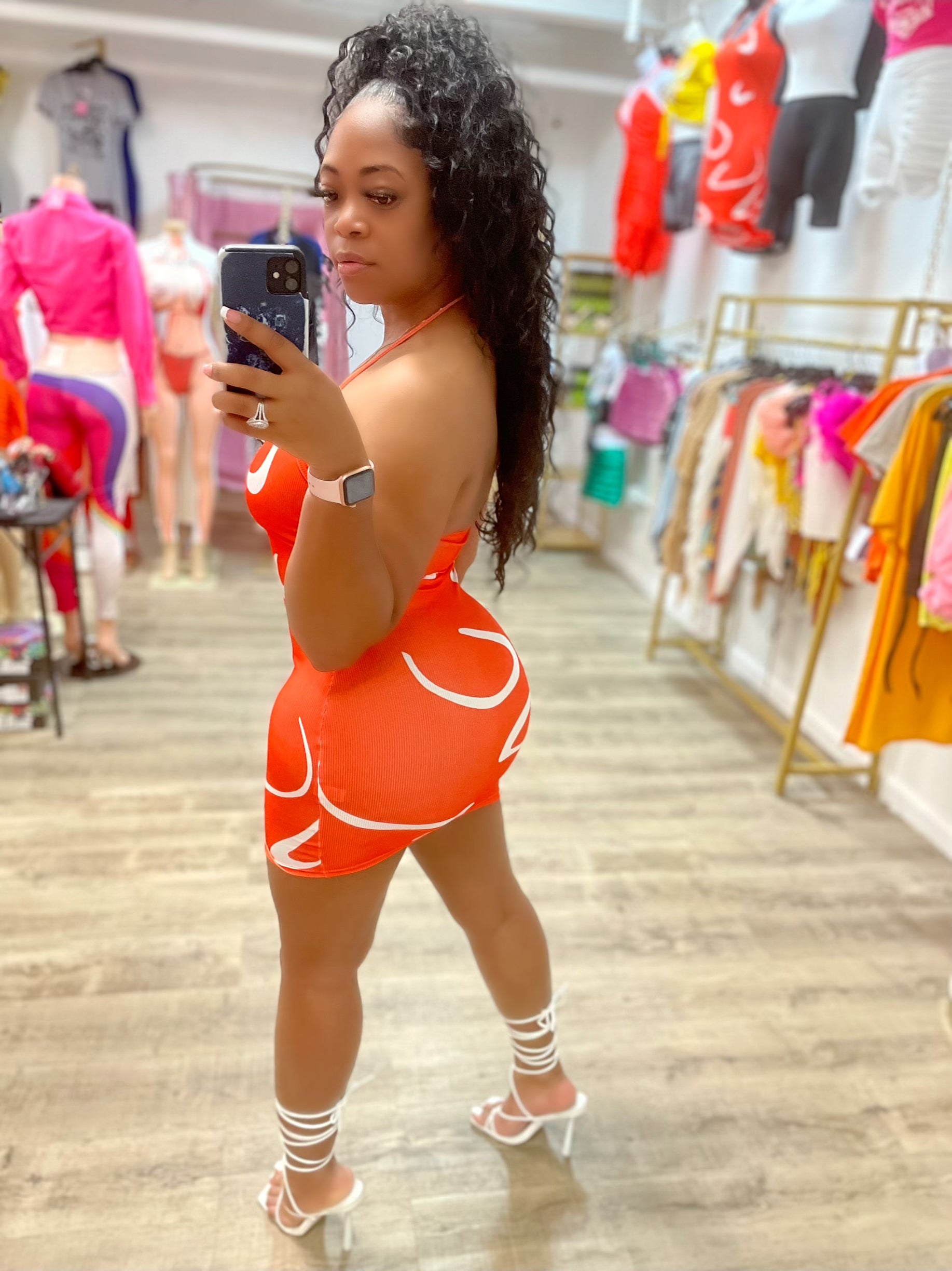 Marci Halter Mini Dress- Orange