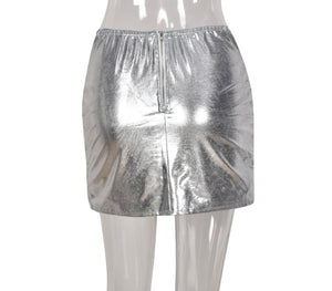 Metallic Bubble Skirt- Silver