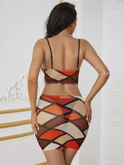 *Pre-Order* Geo Graphic Cami Mini Dress-Tan Multi