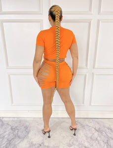 *Restocked* Cut Em’ Up Shorts Set- Orange