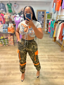 Camo Jogger Pants- Camo/Orange