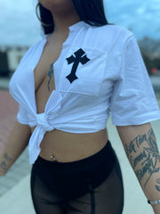 *Pre-Order* C Hearts Graphic Top- White