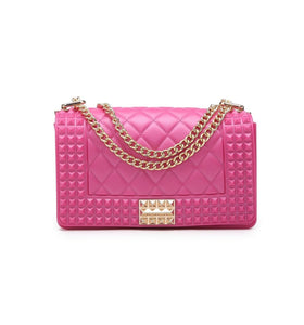 Studded Chain Clutch- Pink