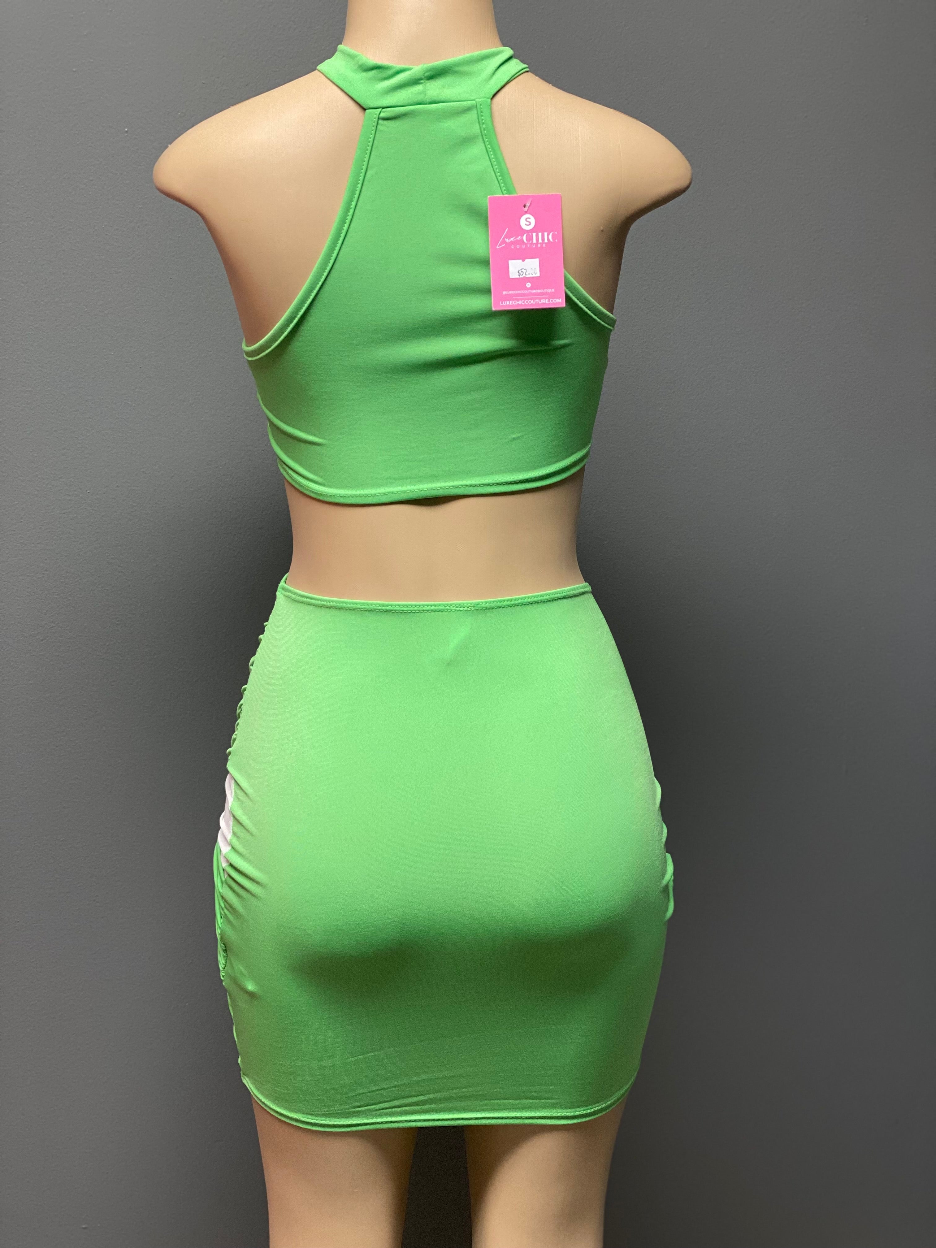 Sheer With Me Skirt Set- Kiwi